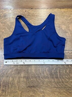 tek gear Navy Blue Racerback Sports Bra sz large high impact‎